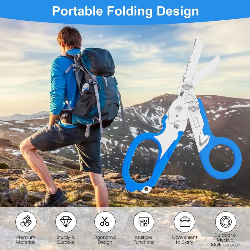 Lemasa 6in1 trauma shears - emergency responders, outdoor emergencies scissor, medical staff, and outdoor camping scissors, ttrauma scissors(blue) - Image 4